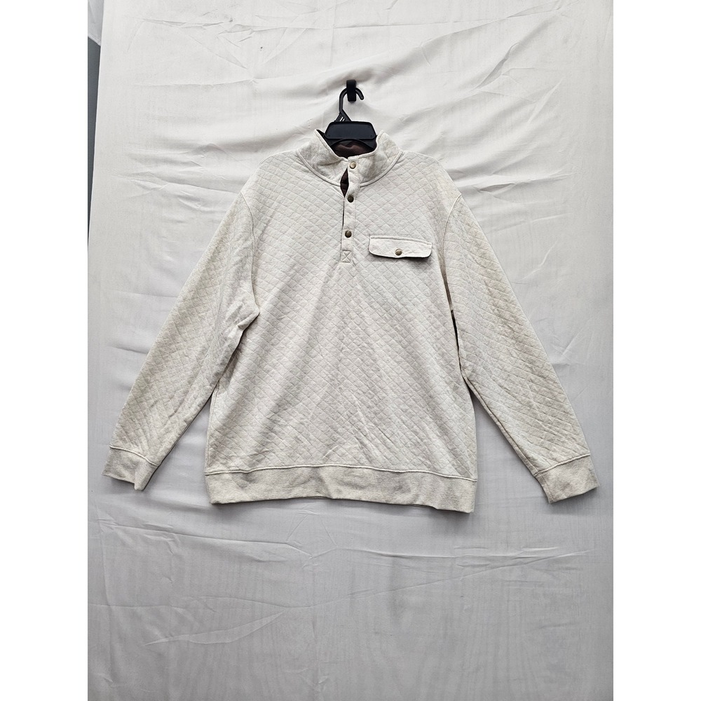 Goodfellow & Co Mens Quilted Pullover Cream Cotton Blend Casual Size XL